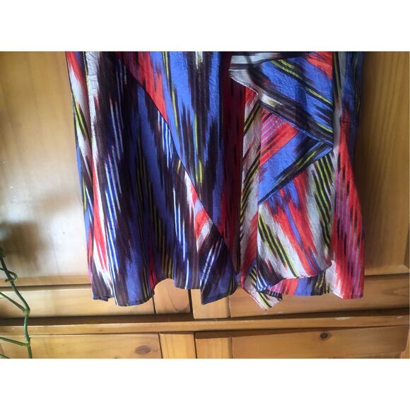 Nanette Lepore Go Getter Ruffled Ikat Silk Dress Size 12 - Picture 6 of 13